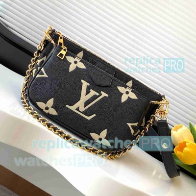 Copy L--V Multi Pochette Black Bicolor Monogram Crossbody Bag